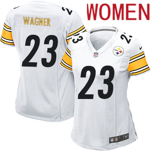 Women Pittsburgh Steelers #23 Mike Wagner Nike White Game NFL Jersey